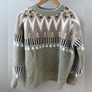 Absolutely Creative Worldwide Geometric Sweater - Cream and Brown